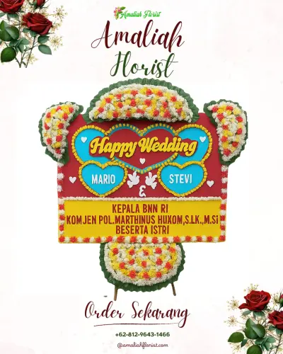 Karangan Papan Bunga Pernikahan di Harumsari